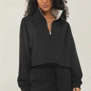 Something Navy Delilah Quarterzip Sweatshirt in Black